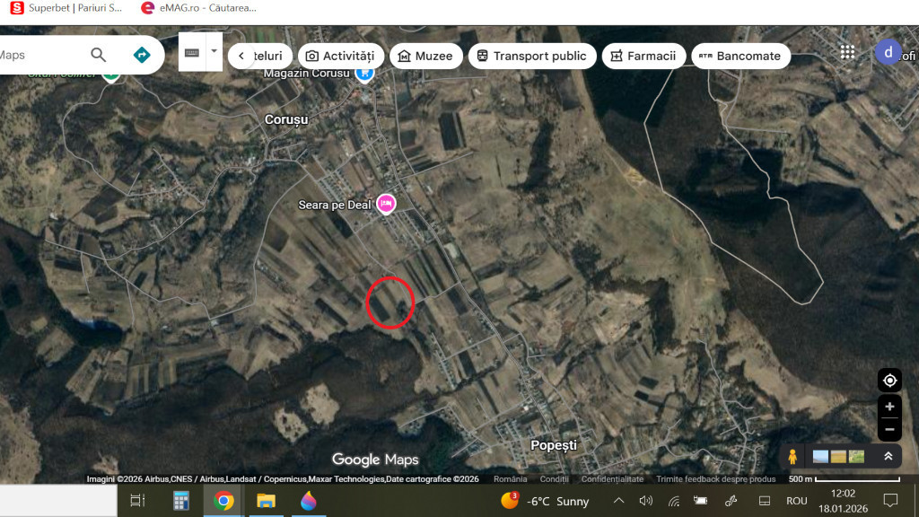 Teren intre Popesti si Corusu(jud. Cluj),in apropierea padurii 4400mp