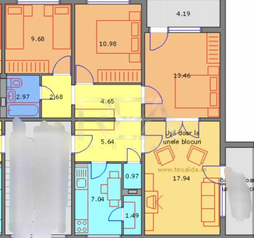 4 camere, 2/4, centrala, 87mp-Pacii-Apusului