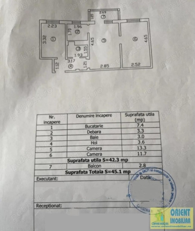 Inel 2, apartament 2 camere, etaj 1, gaze, vanzari Constanta