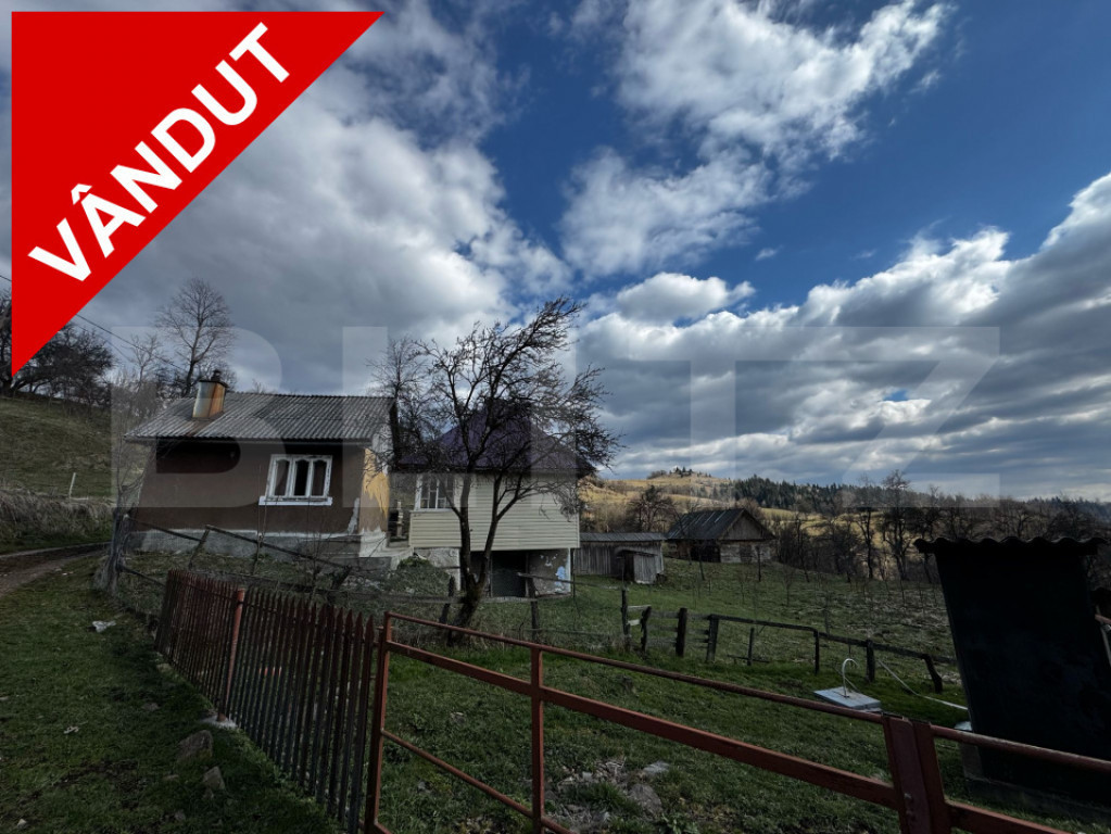 Casa la munte, teren 8324 mp, anexe, zona comuna Bucium