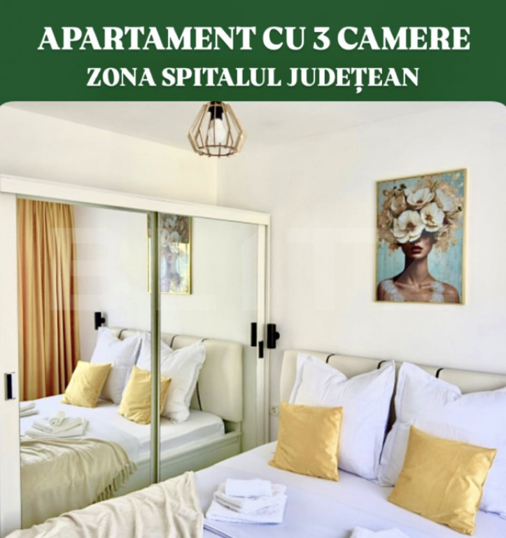 Apartament deosebit cu 3 camere, etaj 3/5, Zona Spitalul Jud