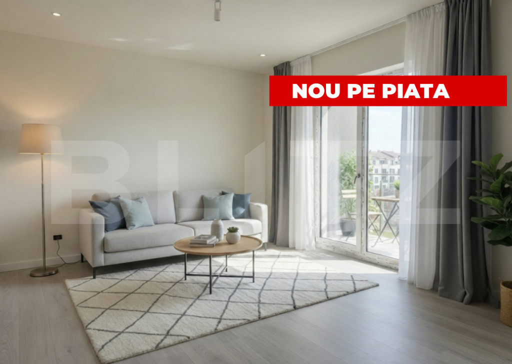 Apartament 2 camere, semidecomandat, 42,57 mp utili + balcon