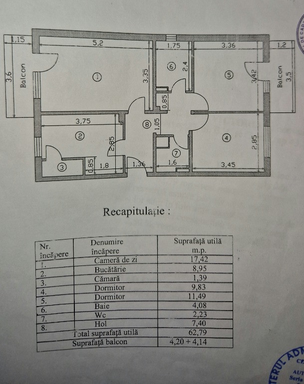 Proprietar apartament 3 camere pe Str. Rosiorilor