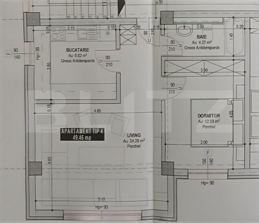 Apartament 2 camere decomandate, 49.45 mp, bloc nou, Burduje