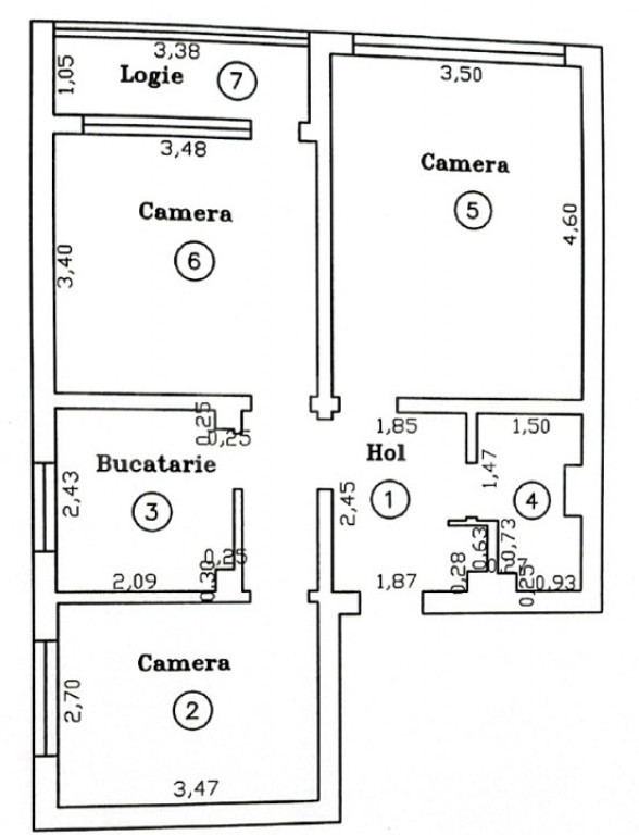 Apartament 3 camere, 53 mp, zona Olimpia - Stadion