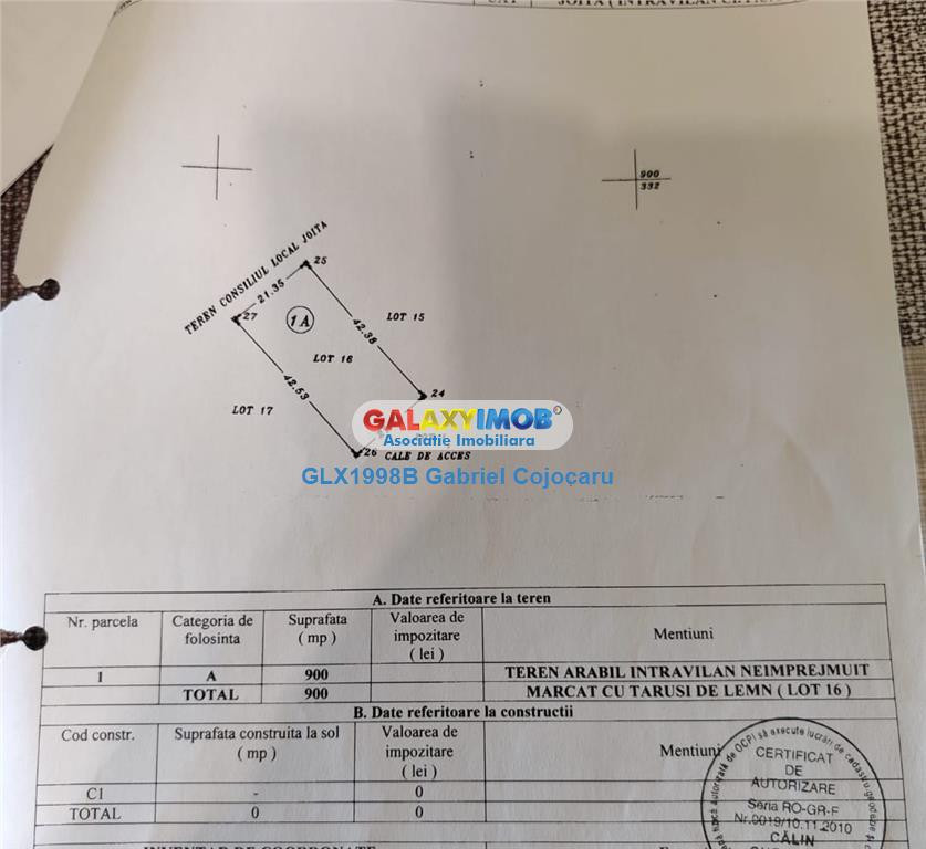 Teren constructii intravilan 900m Joita-Giurgiu/ la 7 min de