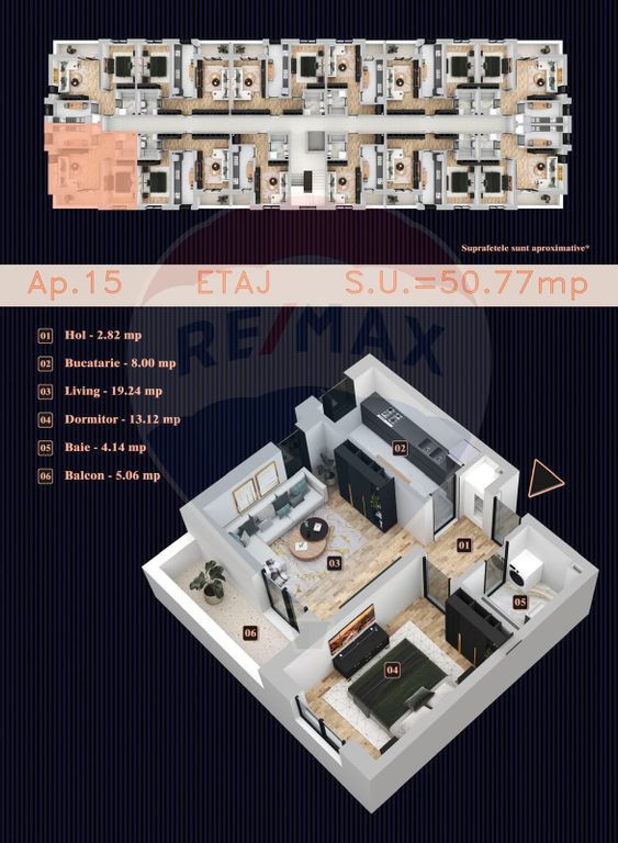 Apartament 2 camere de vânzare / Chiajna / Bloc nou / ba...