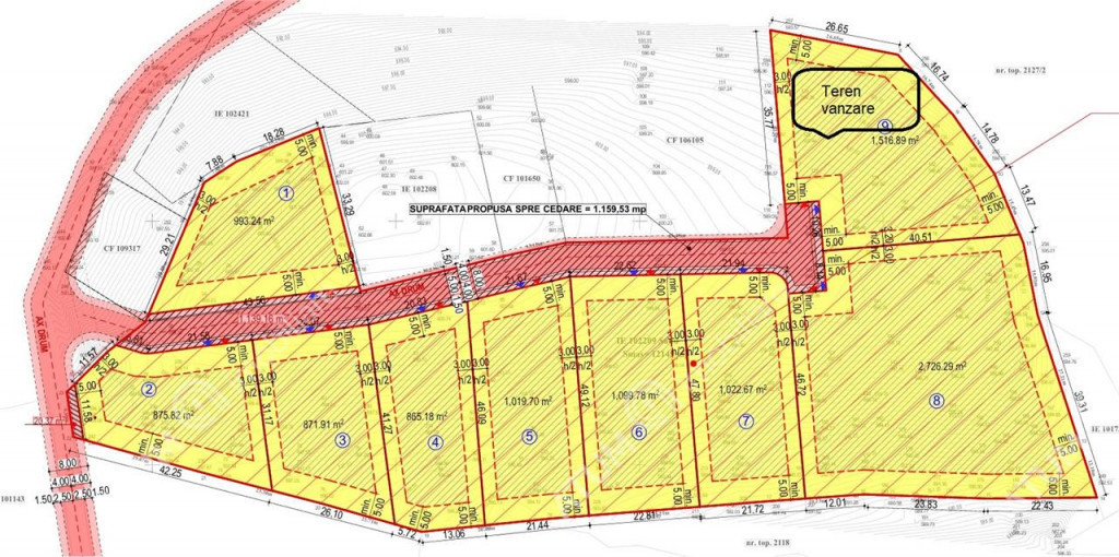 Teren intravilan 1517 mp in Tocile pretabil casa sau investi