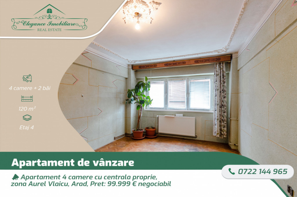Apartament 4 camere cu centrala proprie, zona Aurel Vlaicu,