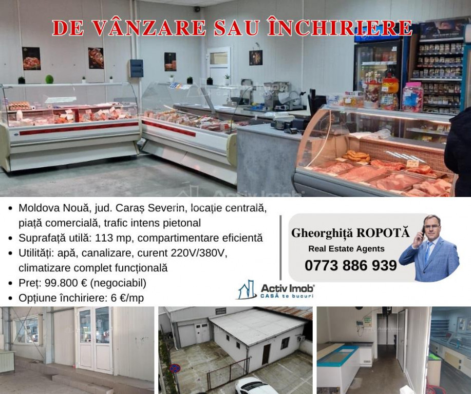 Moldova Noua, Spatiu Comercial - Macelarie, Utilata, sau