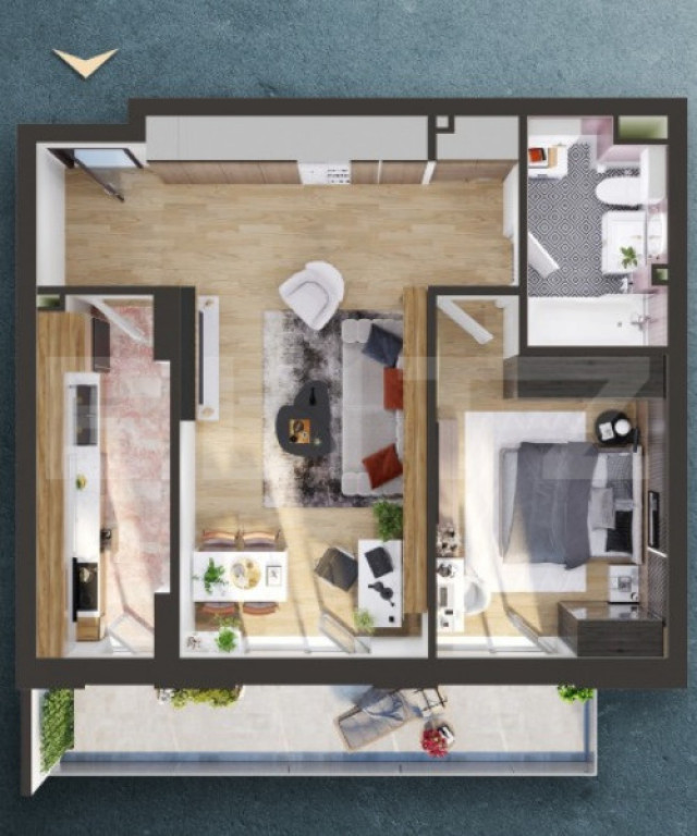 Apartament cu 2 camere, 58 mp, FINISAT, zona RIVUS MALL