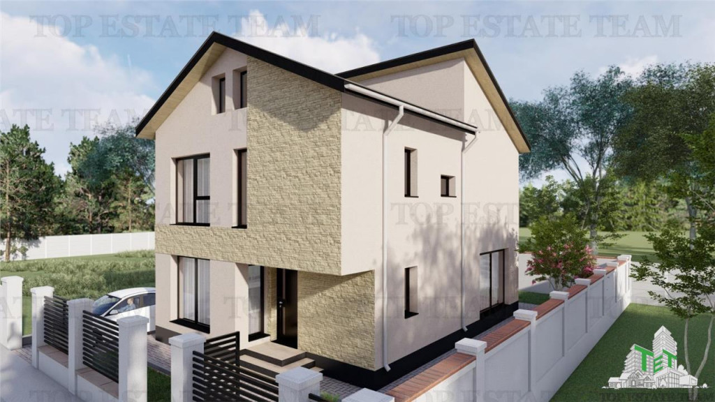 Vila moderna, individuala cu 4 camere , 3 bai , Living , te