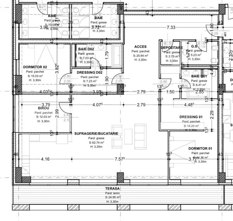 Apartament de vanzare, cu 4 camere, 172 mp + terasă 25 mp,