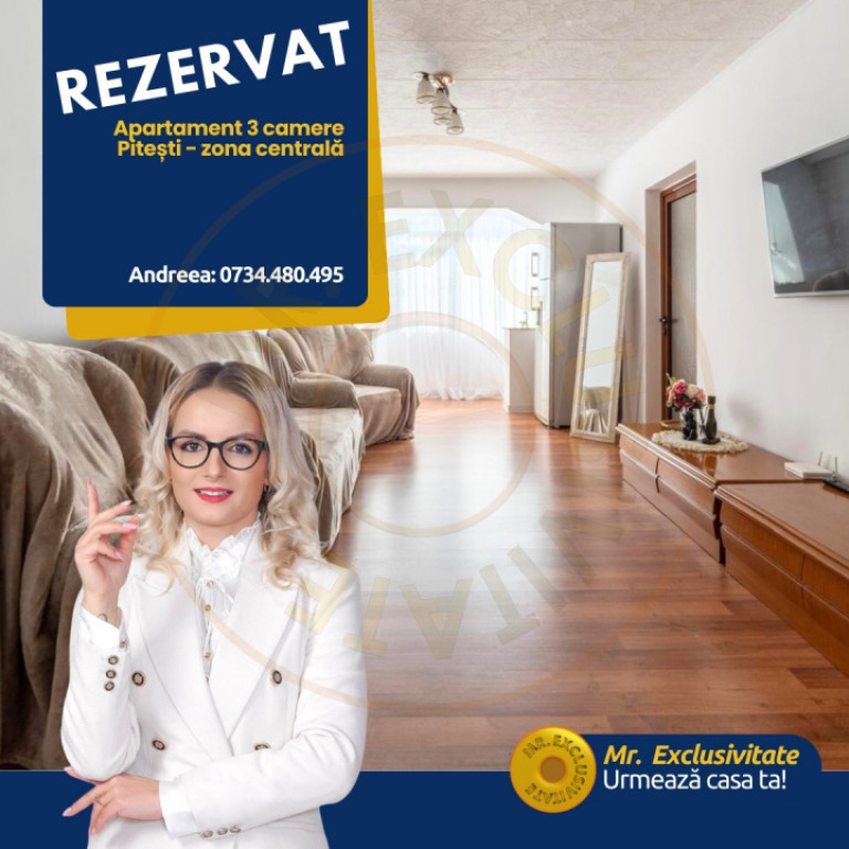 De vanzare- Apartament 3 camere Pitesti-zona Ultracentrala!