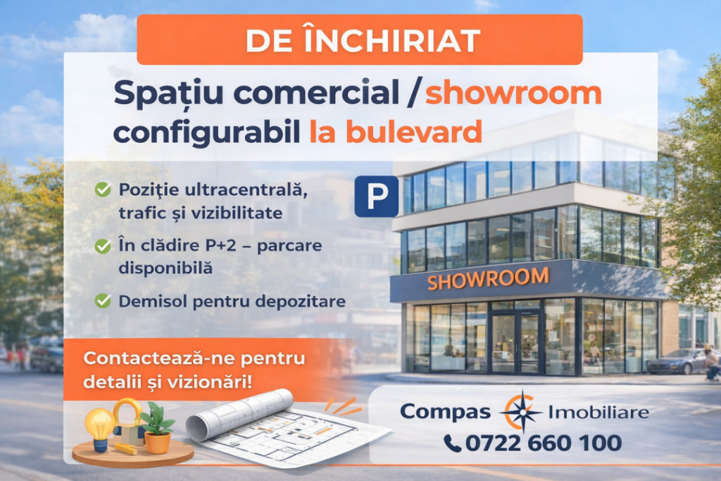 Spatiu comercial D+P+2 VAD, VIZIBILITATE ZONA Galeria Mall