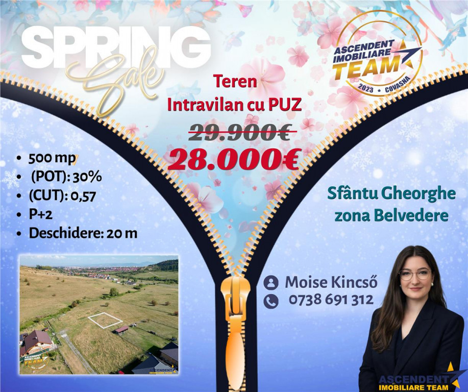 Teren intravilan cu PUZ, 500 mp, zona Belvedere, Sfantu Gheo