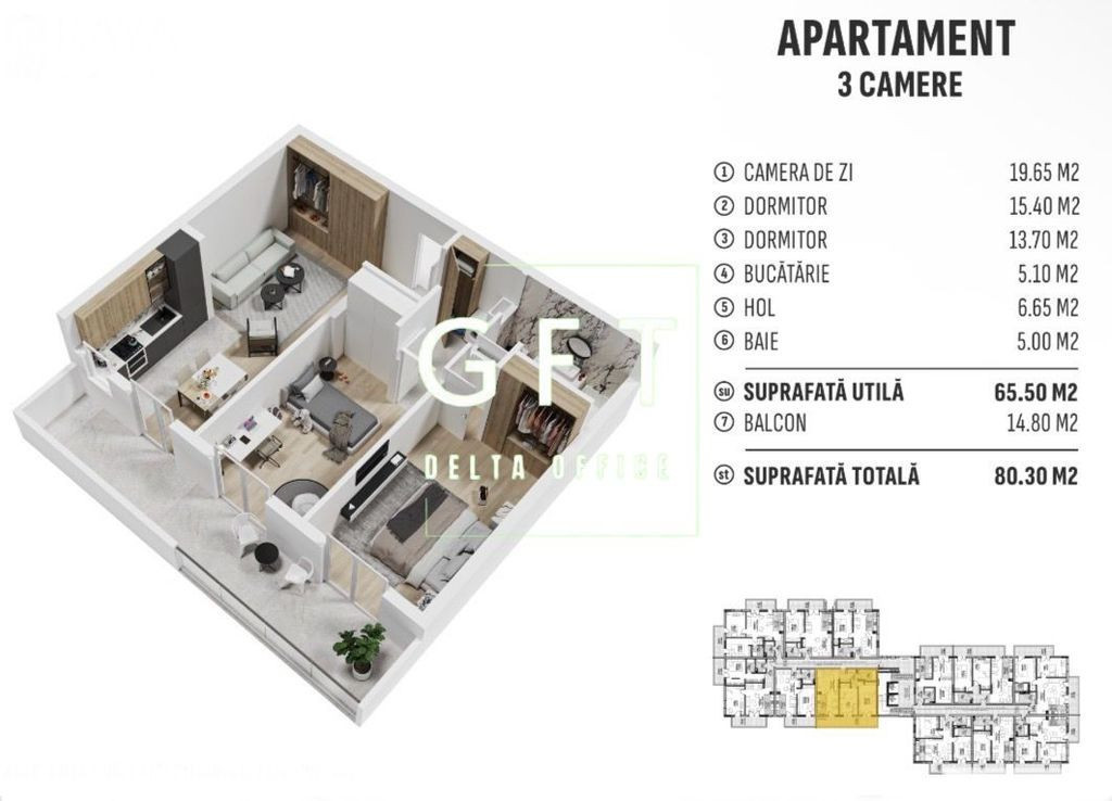 Apartament 3 camere - bloc nou 2025, zona Centura