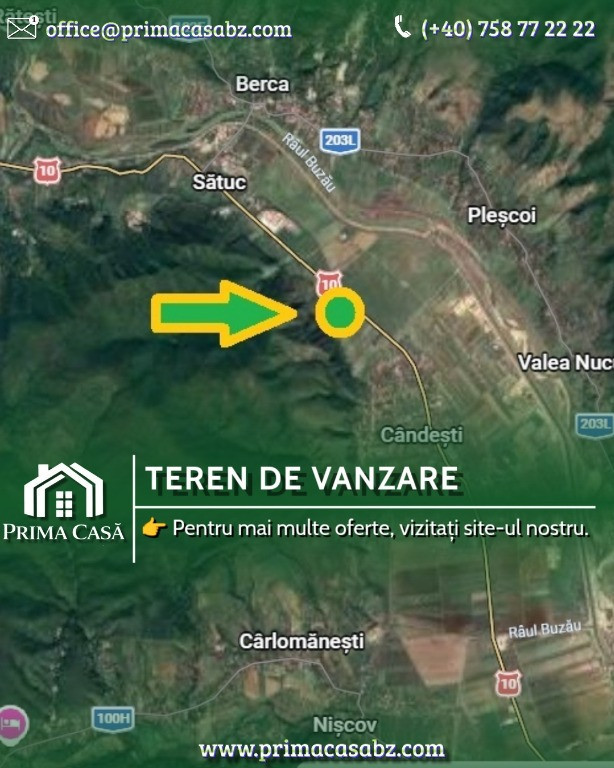 Teren intravilan ~ zona Candesti/BZ ~ 10.000mp ~ d=52m la DN10