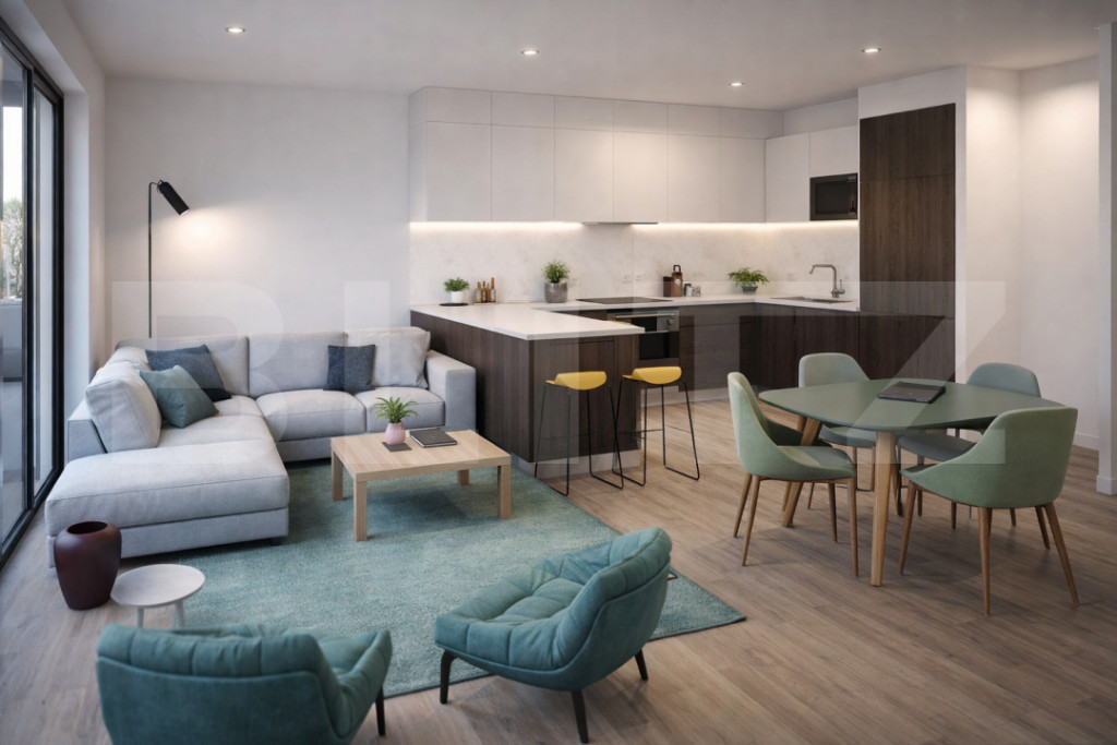 Apartament 2 camere, living cu bucătărie open space, balco