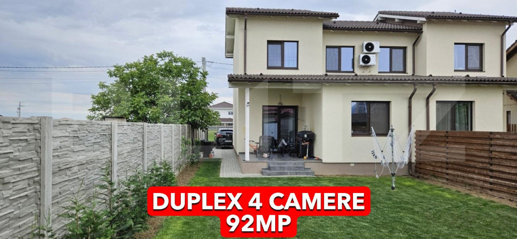 Duplex 4 camere 92mp utili, 300mp teren, Mosnita veche
