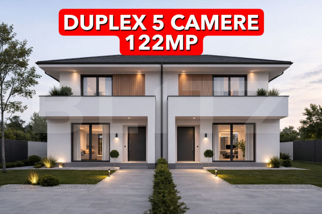 Duplex 5 camere 122mp utili, 350mp teren Mosnita Noua