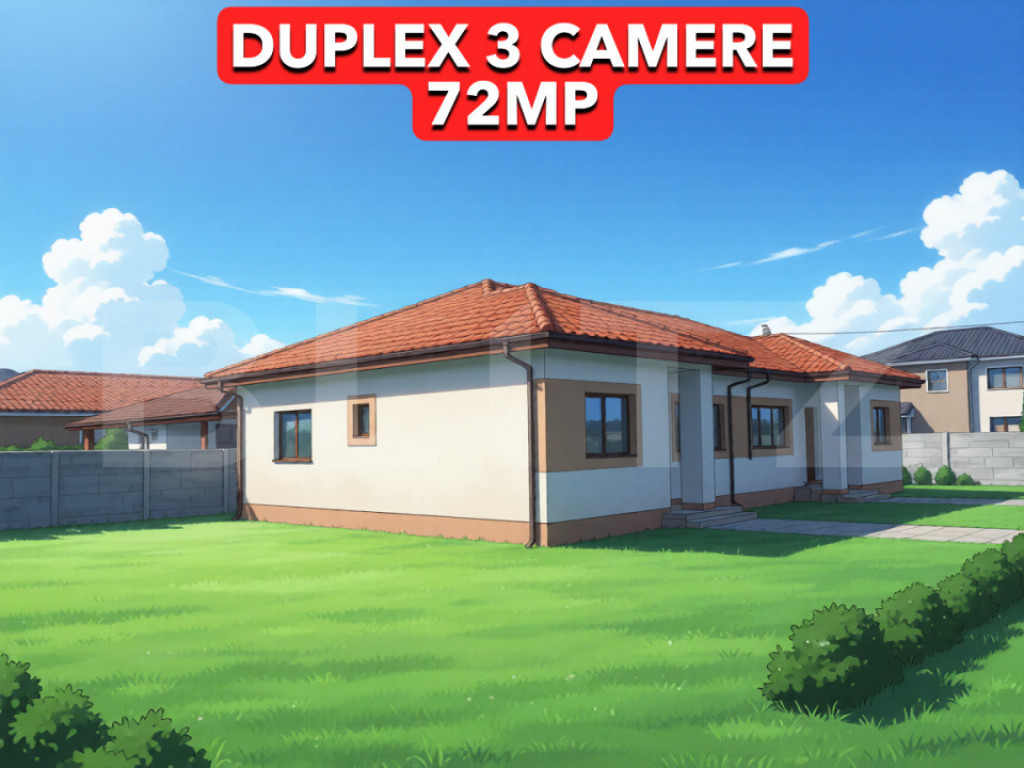 Duplex parter 3 camere 72 mp, terasă 15mp curte 310 mp, Mos