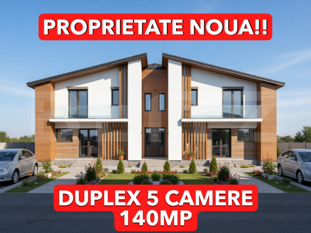 Duplex 4 camere 140 mp utili, 250 mp teren, Moșnița Nouă