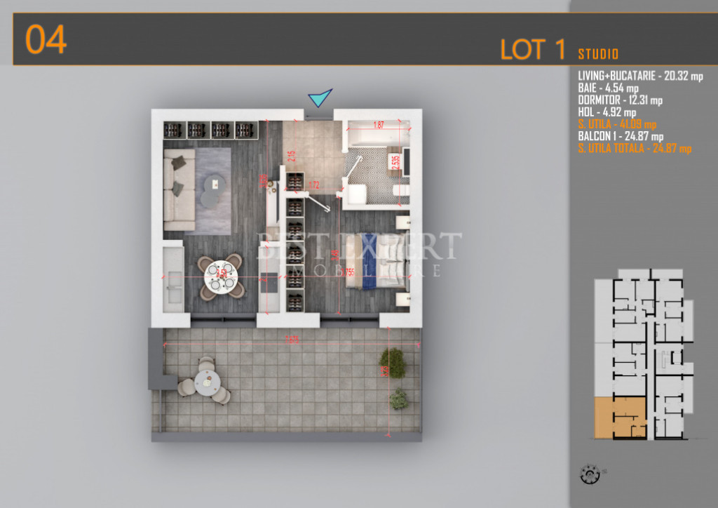 2 Camere Bloc Intim Terasa Generoasa