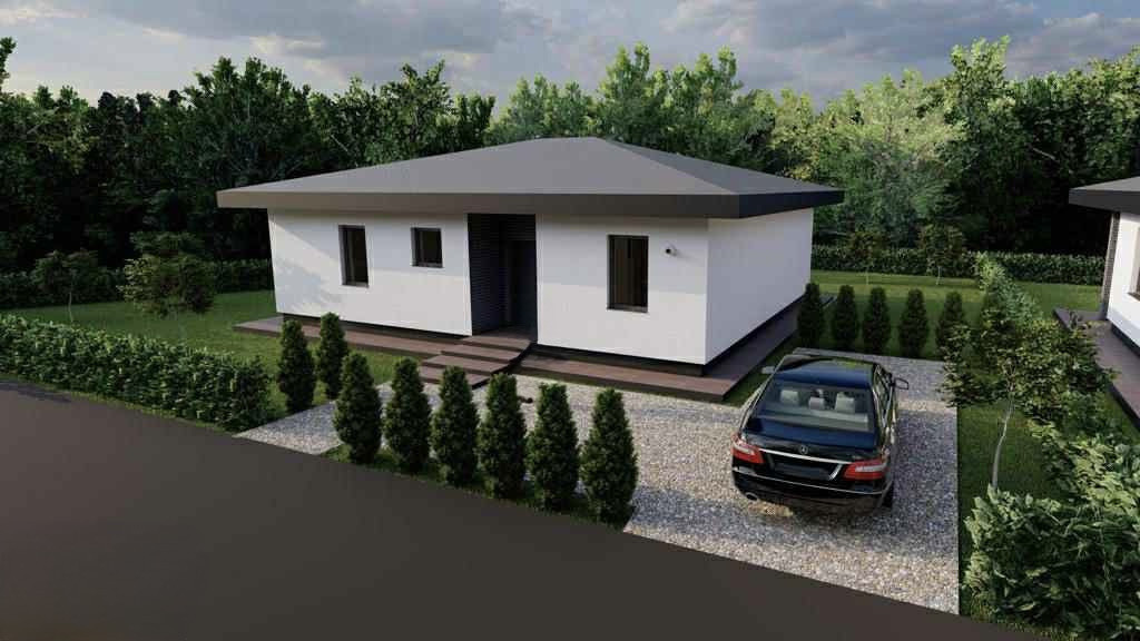 Casă nouă cu 2 dormitoare, 2 băi și teren 515 mp, lâng?