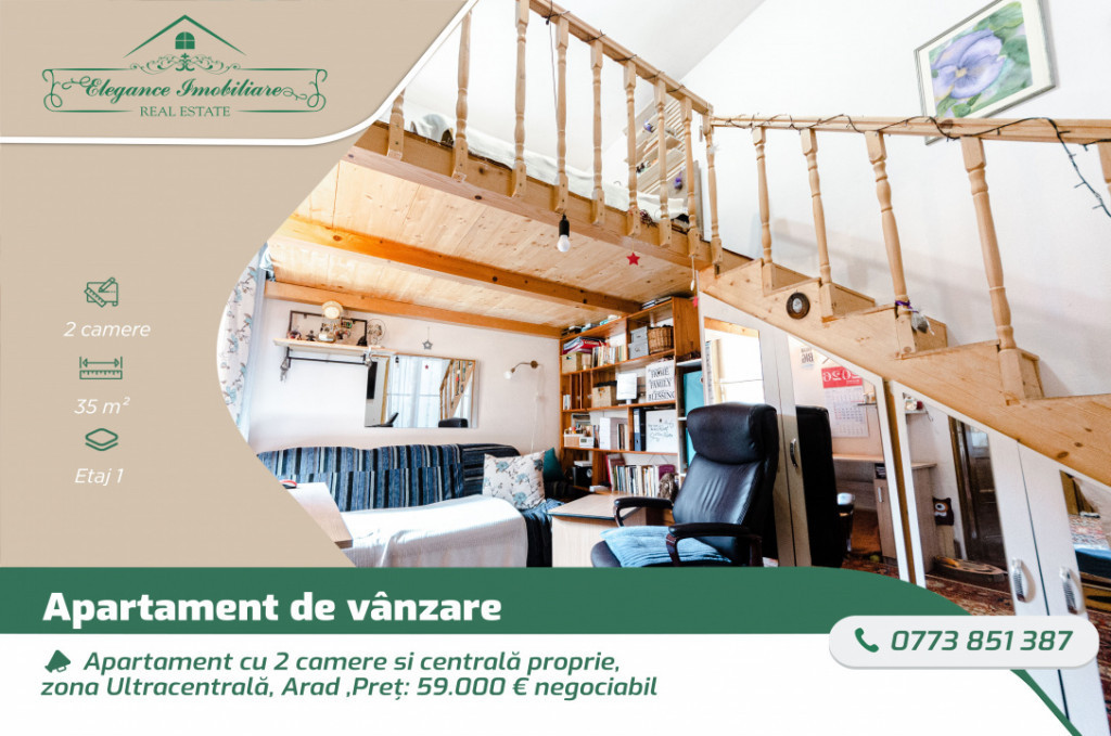 Apartament cu 2 camere si centrală proprie, zona Ultracentr