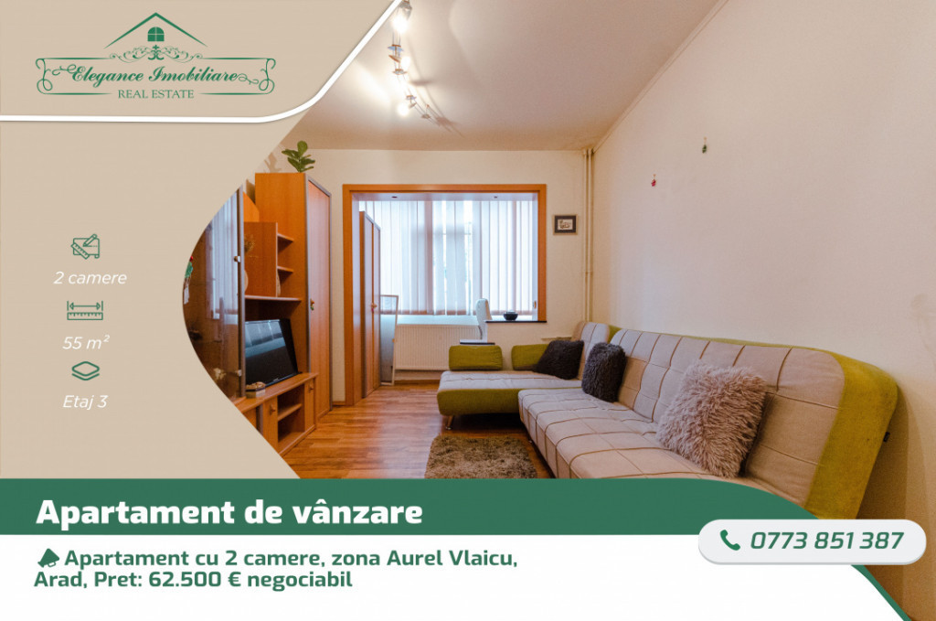 Apartament cu 2 camere, zona Aurel Vlaicu, Arad