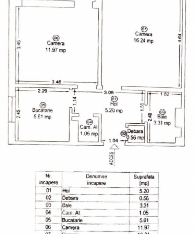 Apartament 2 camere, 44 mp, zona Gh. Lazăr