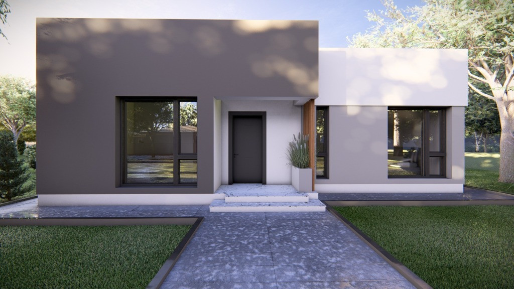 Casă modernă la roșu, parter – Domnești, 500 mp teren.