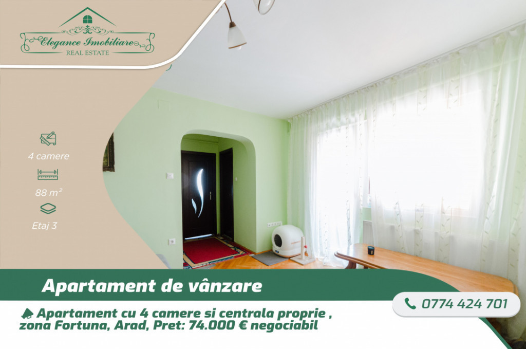 Apartament cu 4 camere,zona Fortuna, Arad
