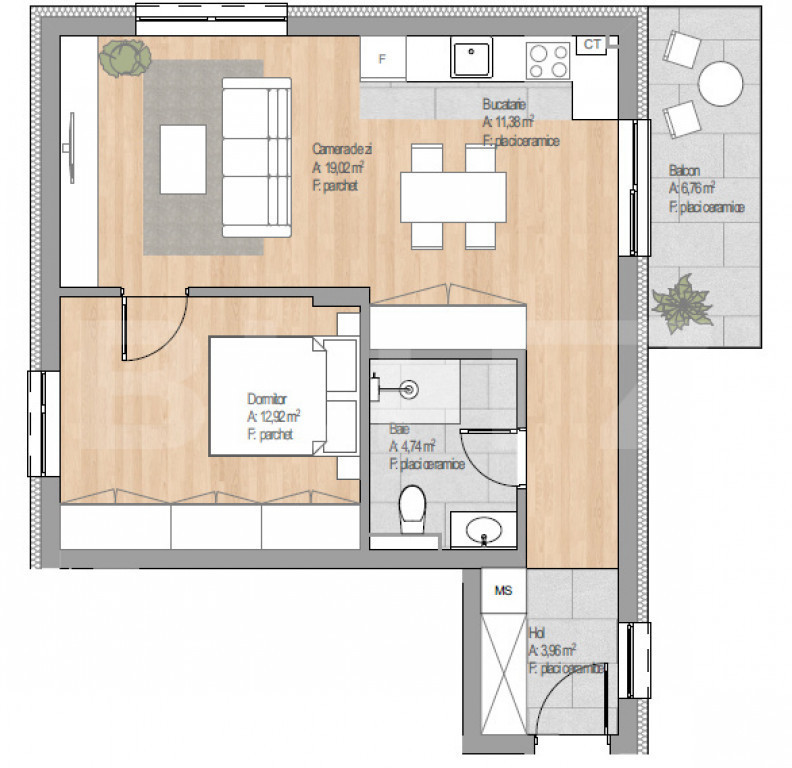 Apartament 2 camere, 52.02 mp, zona Cetatii