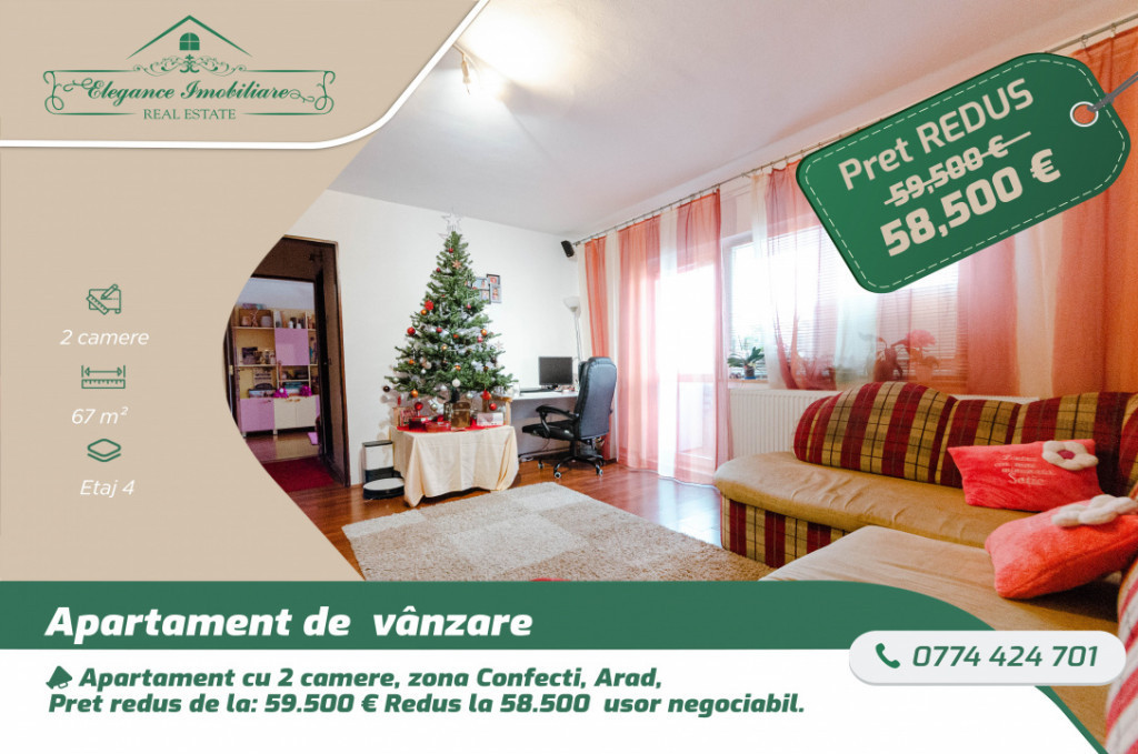 Apartament cu 2 camere si centrala proprie, zona Confectii,