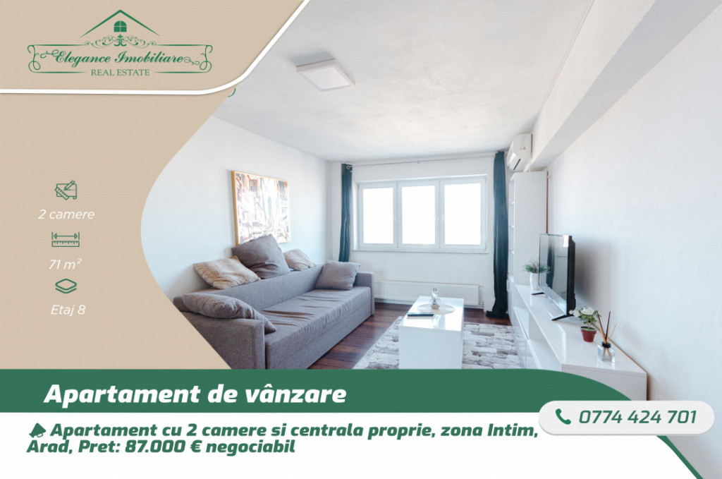 Apartament cu 2 camere, zona Intim, Arad
