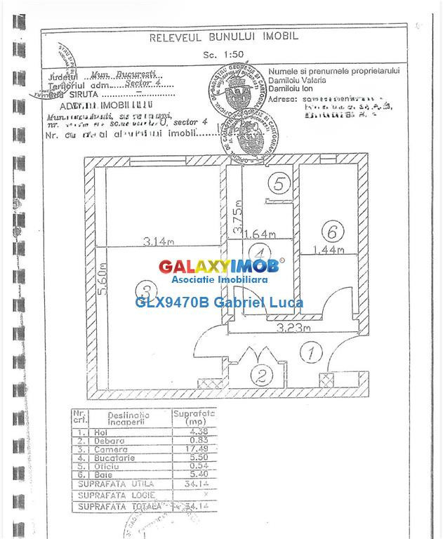 Garsoniera decomandata 34mp | Birou - Cabinet | Metrou PIata
