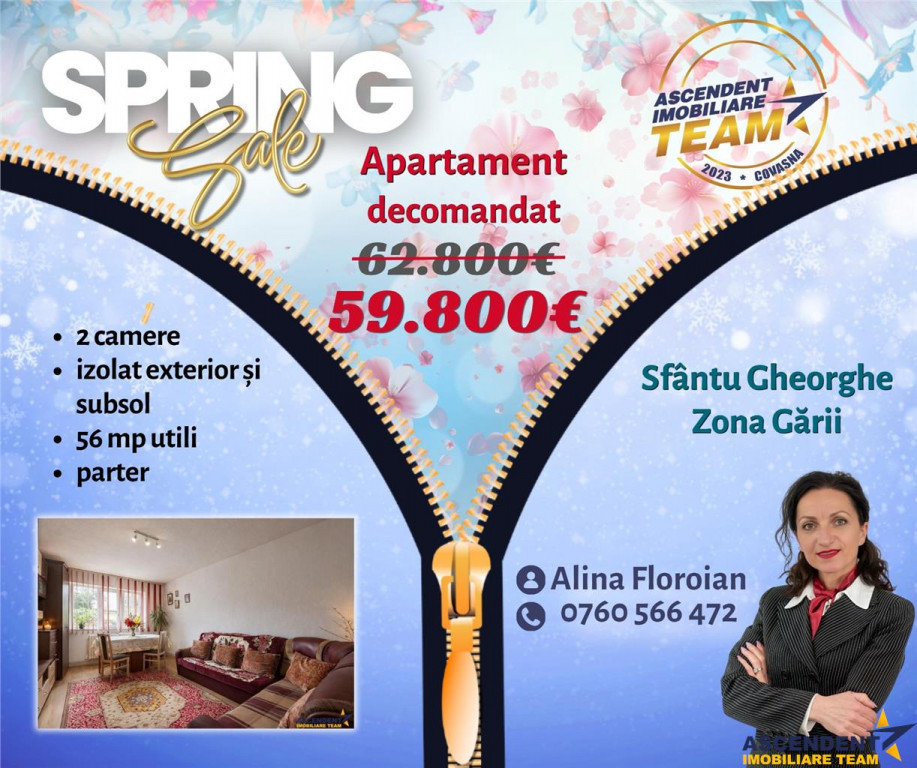 FILM!Apartament spatios, 2 camere, decomandat, Sfantu Gheorg