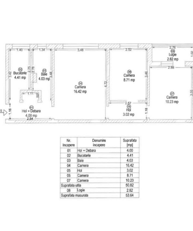 Apartament cu 3 camere, 70 mp, zona Cetatii