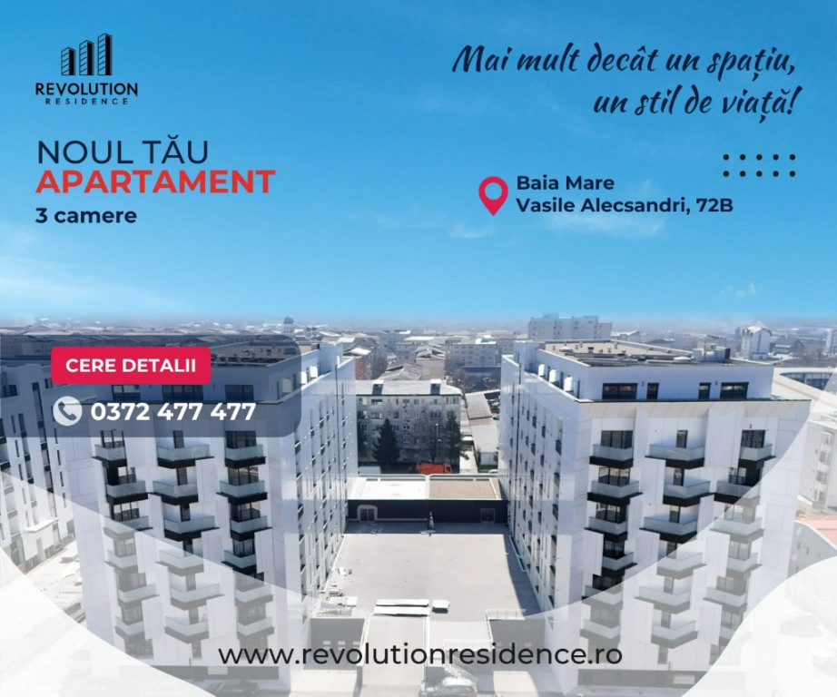 COMISION 0% -Ap.3 camere-str.Vasile Alecsandri 72B, Baia Mare