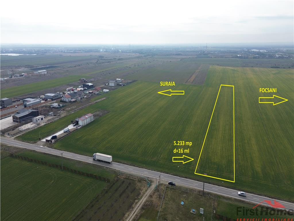 Teren intravilan 5.233 mp, D=16 ml, STRADA PRINCIPALA,zona O