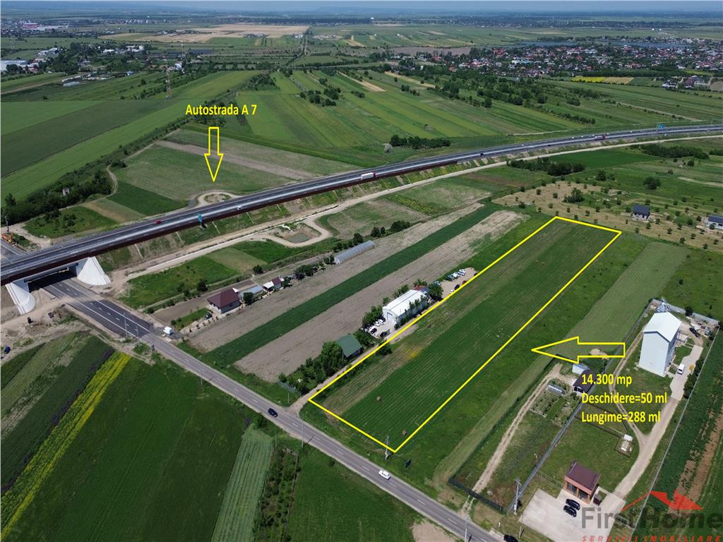 Teren 14.300 mp, D=50 ml, langa nod autrostrada A7