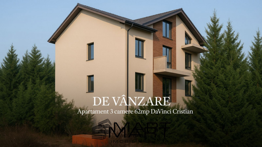 Apartament 3 camere 62mp etaj 1 cartier Davinci Cristian