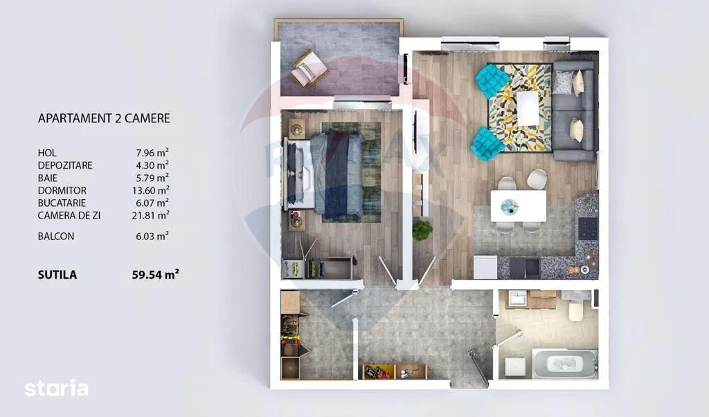 Comision 0% | 2 camere 59 mp utili | Sanpetru