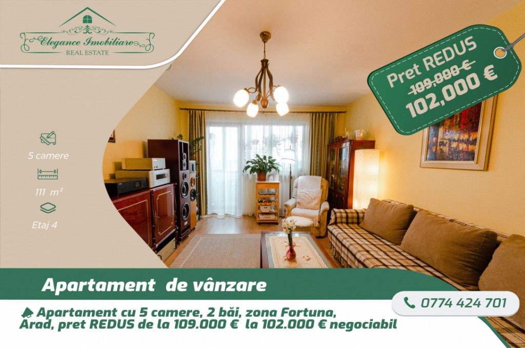 Apartament cu 5 camere, zona Fortuna ,Arad