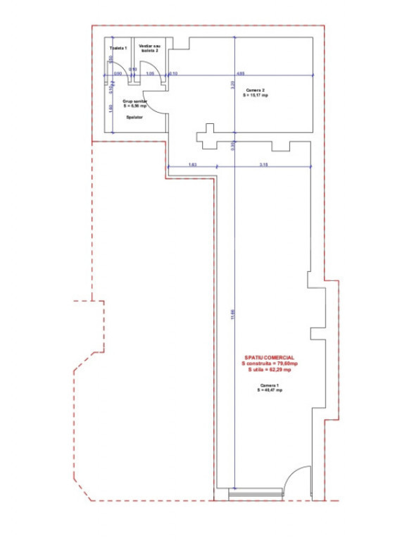 Spatiu comercial de închiriat 60mp I.C.Bratianu