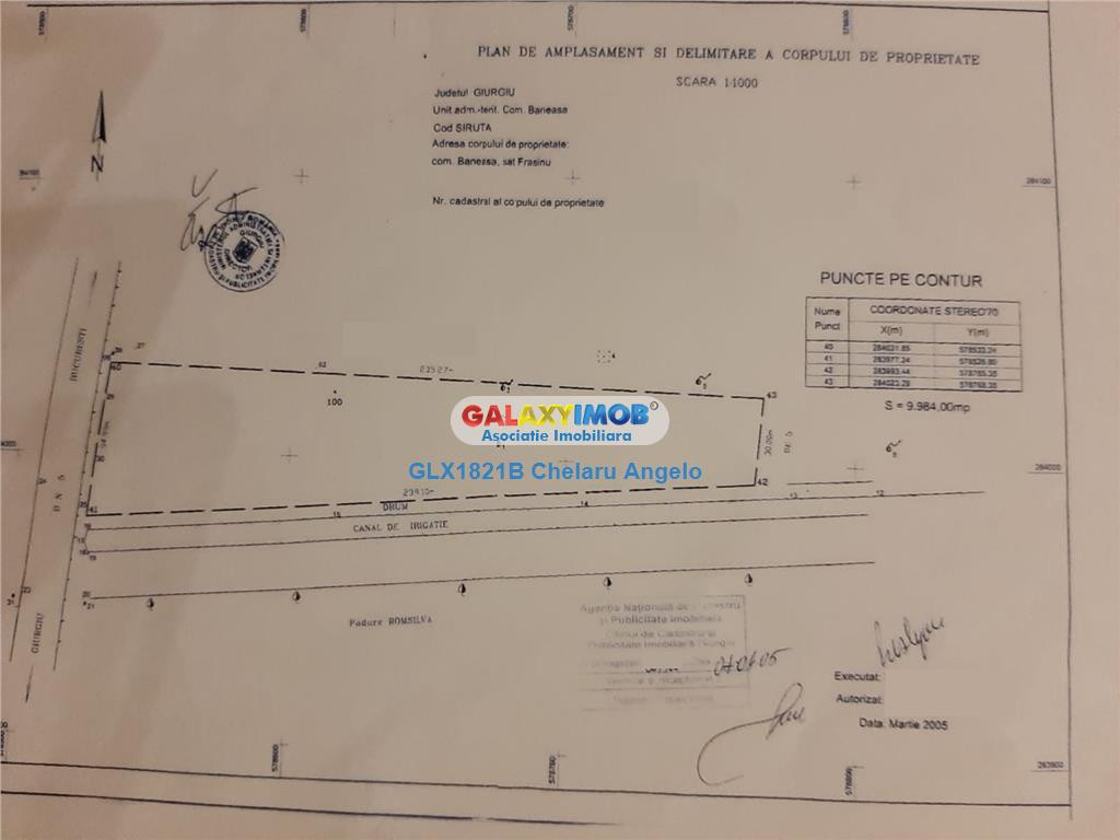 Teren 10000mp (1 HA) pe DN5,la km45, benzin#259;rie,parcare,