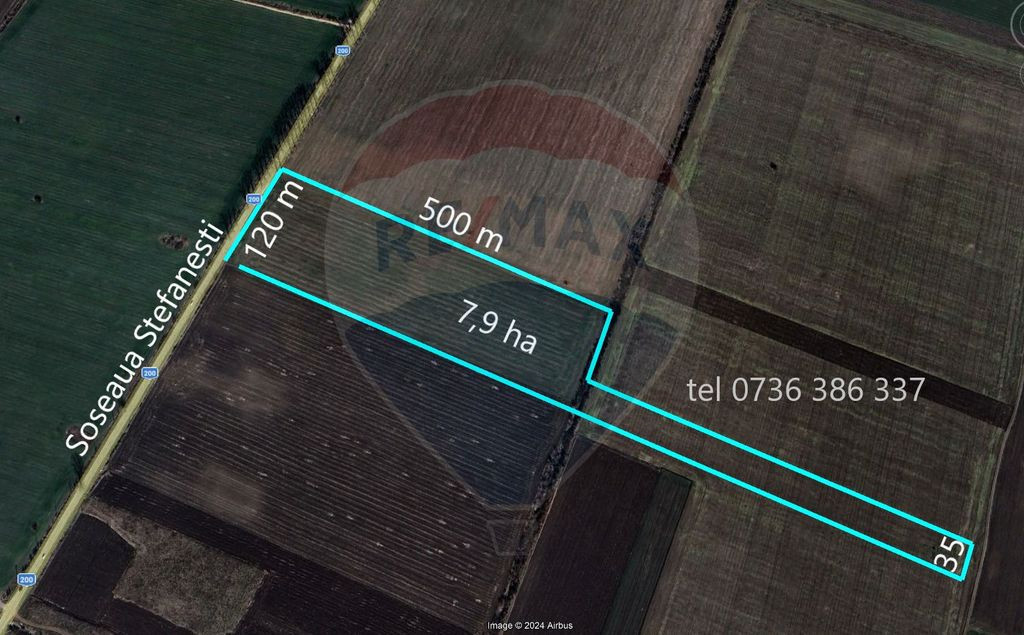 Teren industrial 7.9 ha, Afumati, deschidere 120m, Soseau...