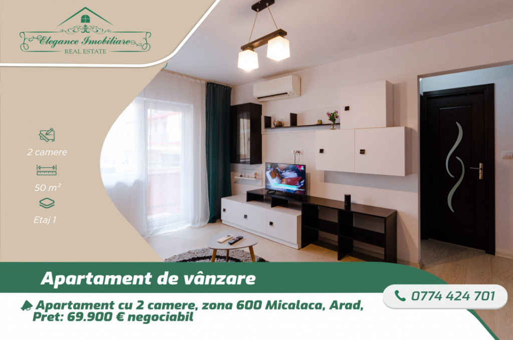 Apartament cu 2 camere,Zona 600 Micalaca, Arad